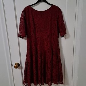 Danny and Nicole Lace Knee Length Dress in Maroon Size 18